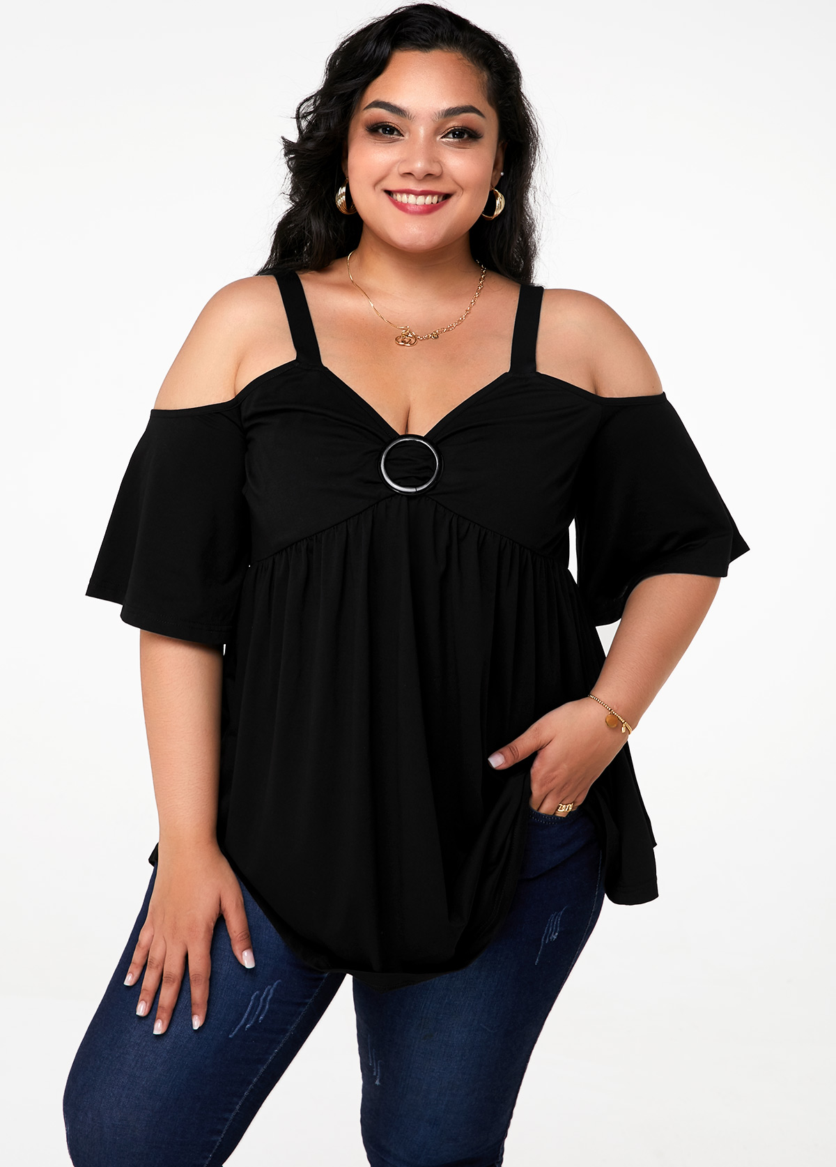 cold shoulder plus size tops