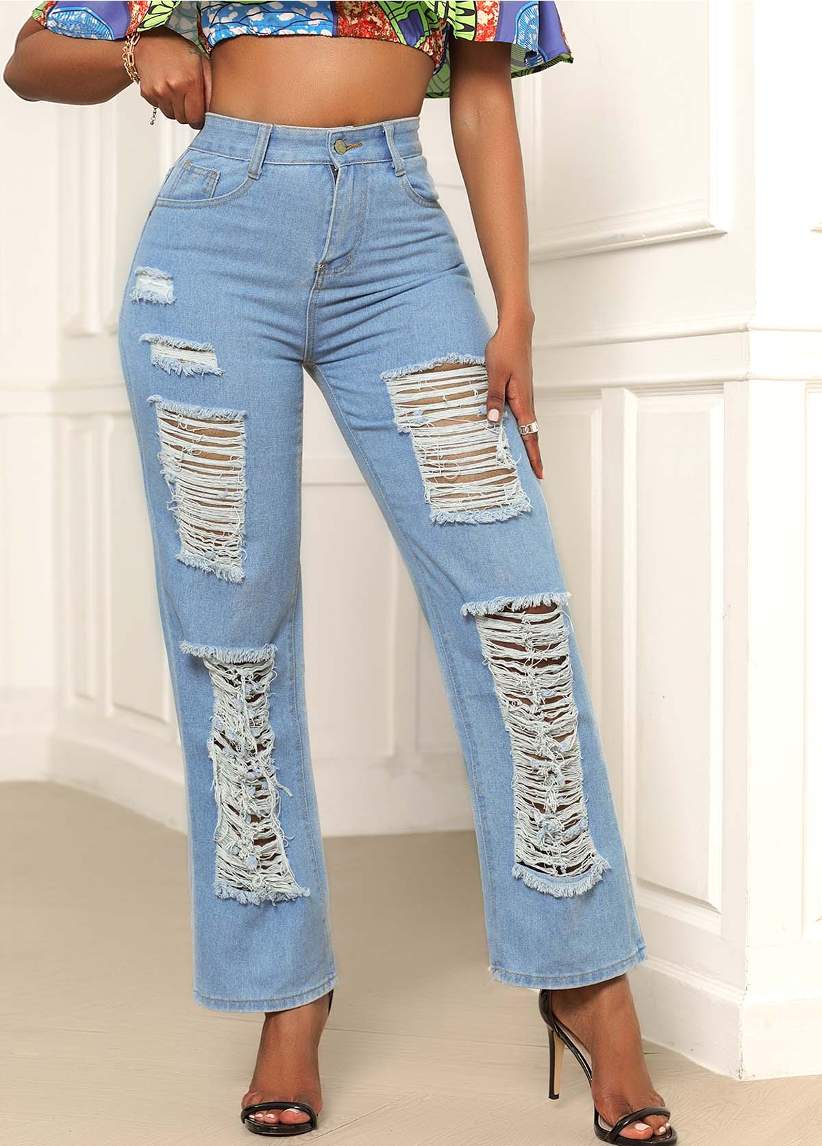 jeans with shredded bottoms