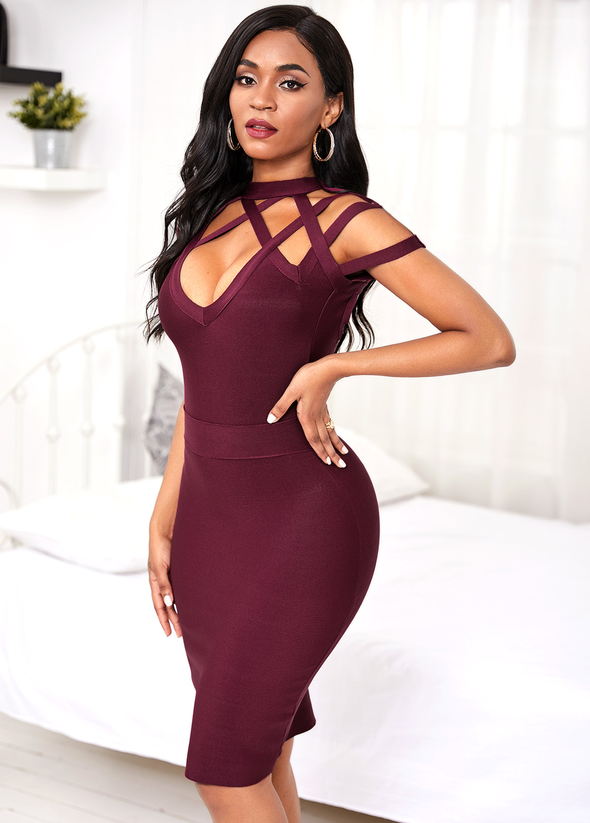 wine bodycon dress