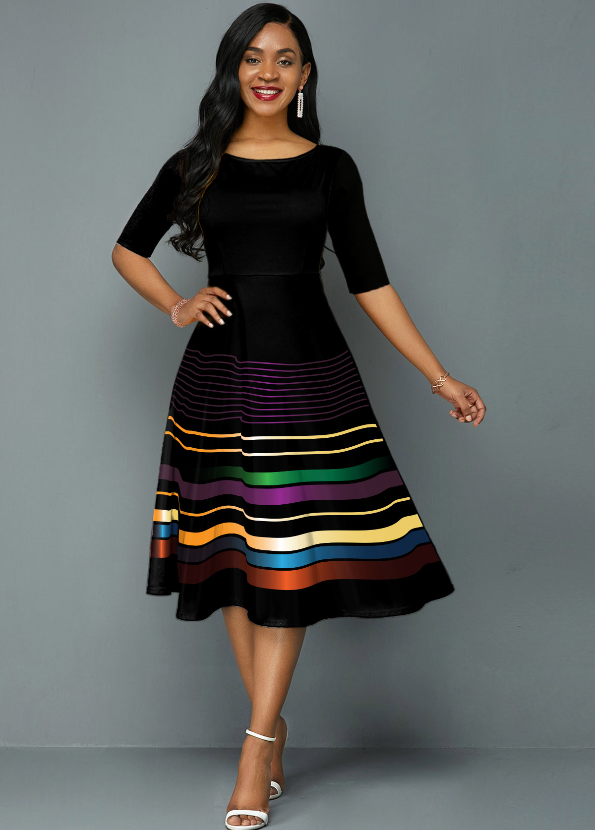 half sleeve a line dress