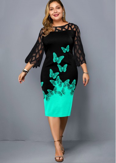 plus size butterfly print dress