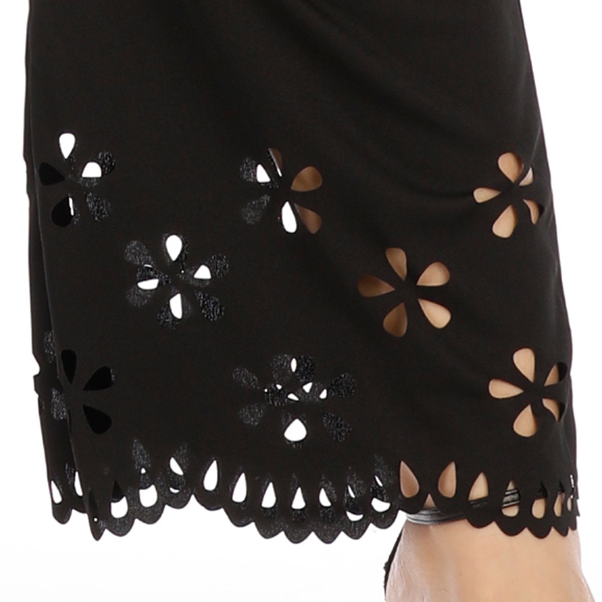 Black plus size,Plain Color plus size,Plus Size Elastic Waist Pierced Pants