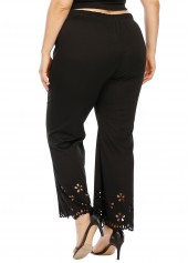Black plus size,Plain Color plus size,Plus Size Elastic Waist Pierced Pants