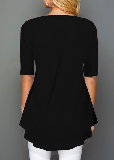 Black tops,Floral tops,ROTITA Printed Half Sleeve Round Neck T Shirt