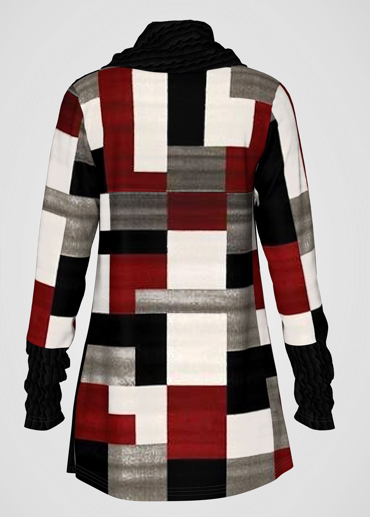 Multi Color plus size,Geometric plus size,ROTITA Plus Size Decorative Button Geometric Print Tunic Top