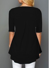 Black tops,Floral tops,ROTITA Printed Half Sleeve Round Neck T Shirt