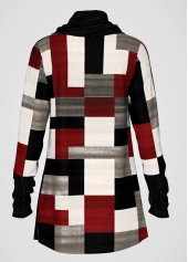 Multi Color plus size,Geometric plus size,ROTITA Plus Size Decorative Button Geometric Print Tunic Top