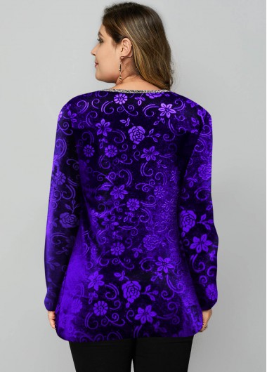 Purple tops,Plain Color tops,ROTITA Ditsy Floral Print Purple T Shirt