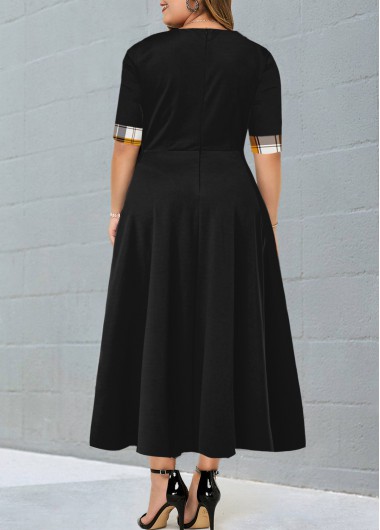 Ginger plus size,Plaid plus size,ROTITA Plus Size Decorative Button Ginger Plaid Dress