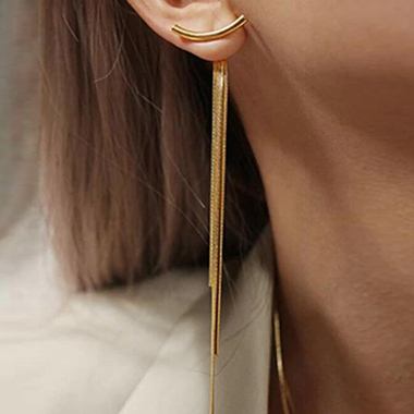 Metal Chain Tassel Gold Earring Set