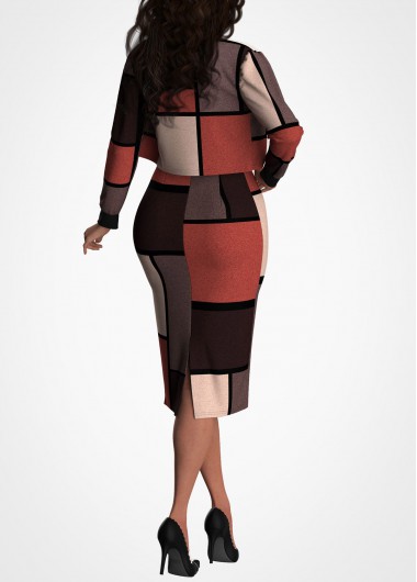 Contrast Color dresses,ROTITA Contrast Long Sleeve Cardigan and Dress