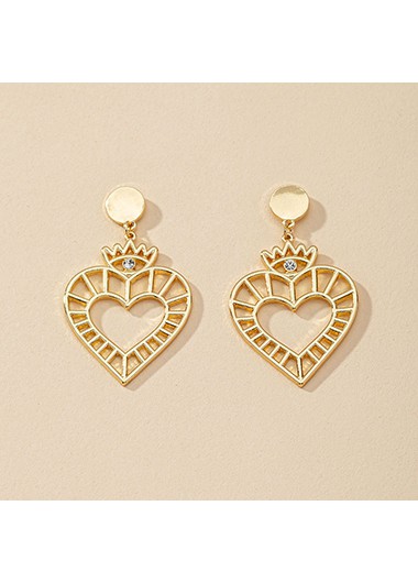 Gold jewelry,1.2 X 2.0 Inch Metal Heart Gold Earrings