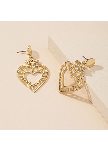 Gold jewelry,1.2 X 2.0 Inch Metal Heart Gold Earrings