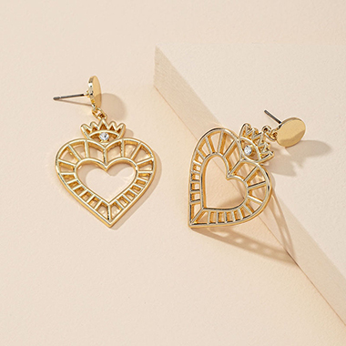Gold jewelry,1.2 X 2.0 Inch Metal Heart Gold Earrings