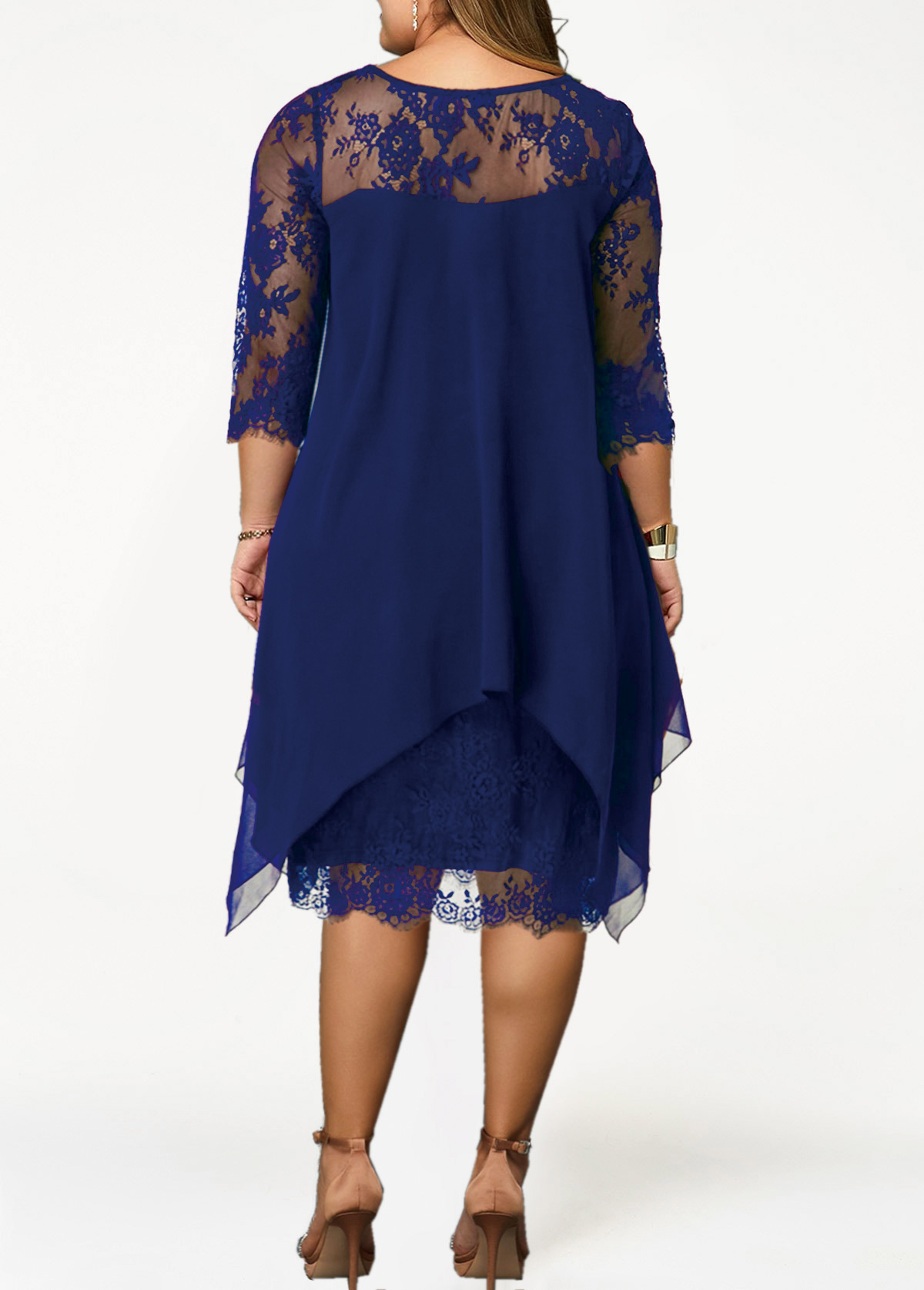 ROTITA Plus Size H Shape Chiffon Overlay Lace Dress | Rotita.com - USD ...