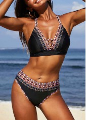 ROTITA Tribal Print Cross Strap Bikini Set