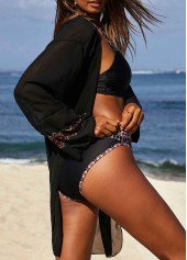 Black swimwear,Floral swimwear,ROTITA Tribal Print Cross Strap Bikini Set