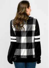 Black plus size,Plaid plus size,ROTITA Plus Size Drawstring Long Sleeve Plaid Sweatshirt