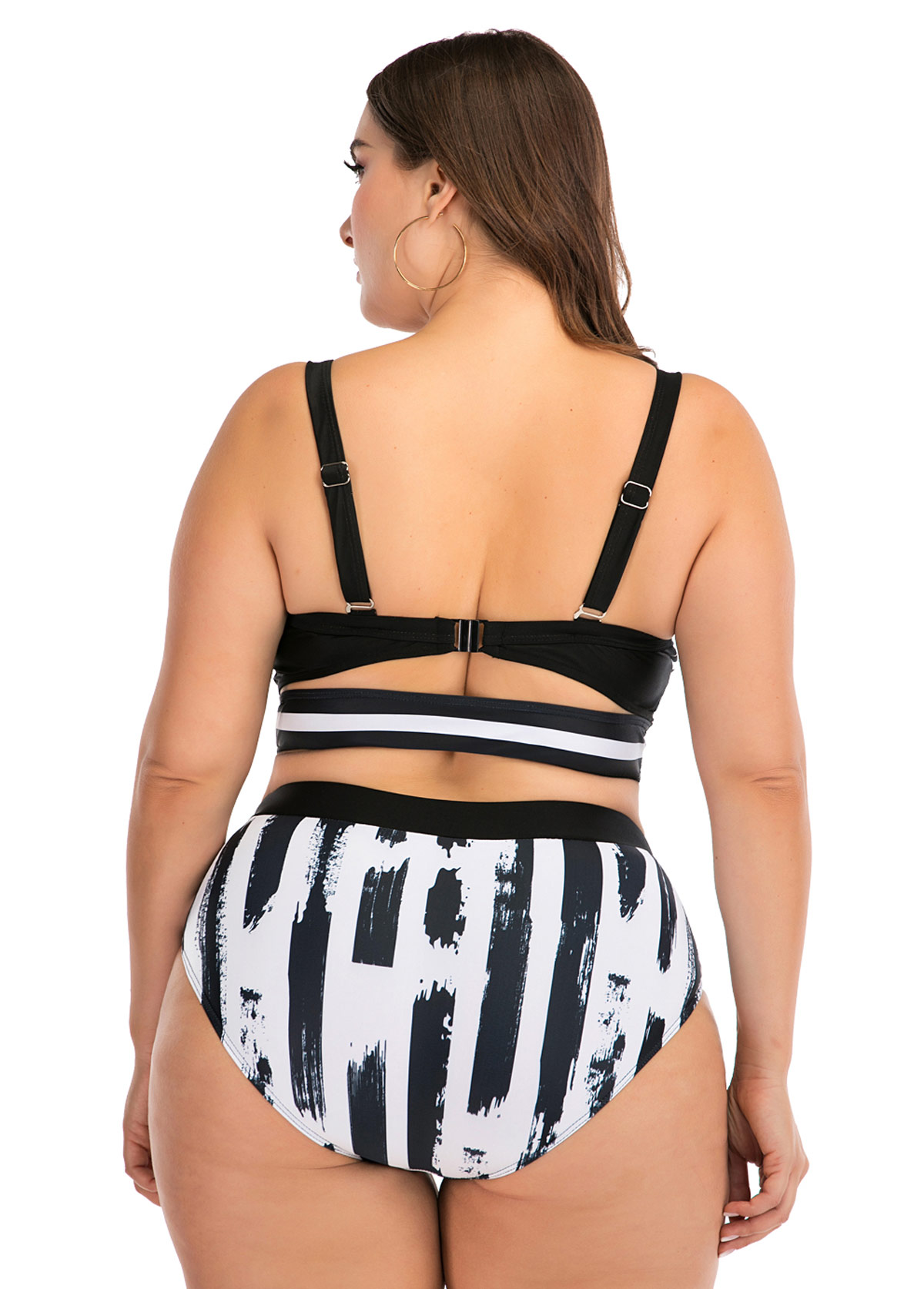 Black plus size,Floral plus size,Plus Size Spaghetti Strap Printed Bikini Set