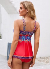 Red swimwear,Tribal swimwear,ROTITA Double Spaghetti Strap Tribal Print Tankini Set