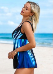 Blue swimwear,Ombre swimwear,ROTITA Mesh Stitching Blue Ombre Swimdress and Panty