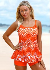 ROTITA Tribal Print Spaghetti Strap Tankini Set