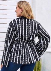 Black plus size,Floral plus size,Plus Size Printed Lace Trim Blouse