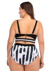 Black plus size,Floral plus size,Plus Size Spaghetti Strap Printed Bikini Set