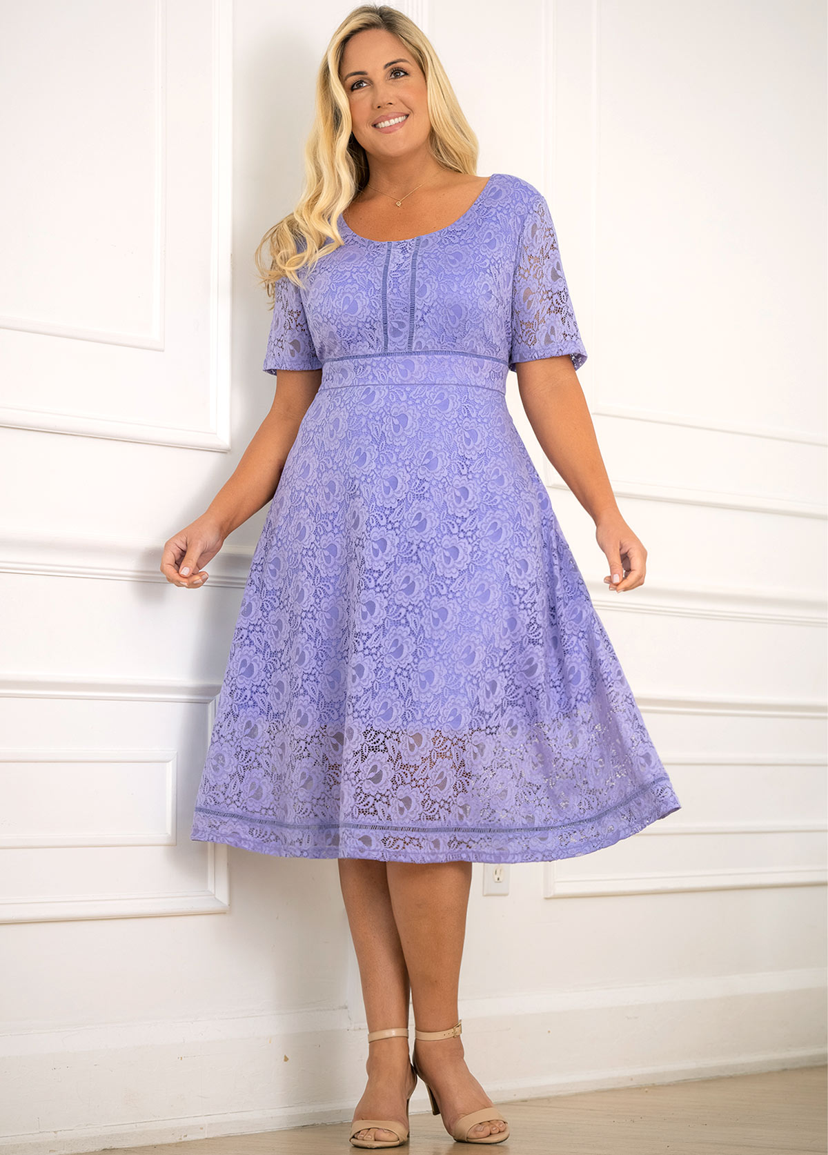 ROTITA Lace Plus Size Round Neck Dress | Rotita.com - USD $46.77