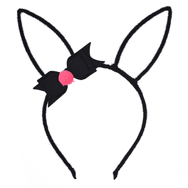 Rabbit Ears Plush Bowknot Black Headband