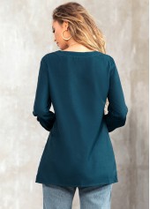 Green tops,Floral tops,ROTITA Split Neck Tribal Print Long Sleeve Blouse