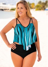 Blue plus size,Dazzle Colorful plus size,ROTITA Plus Size High Waisted Printed Bikini Set
