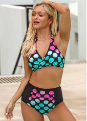 Multi Color swimwear,Dot swimwear,ROTITA High Waisted Polka Dot Bikini Set