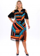 ROTITA Chiffon Plus Size Geometric Print Dress