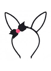 Rabbit Ears Plush Bowknot Black Headband