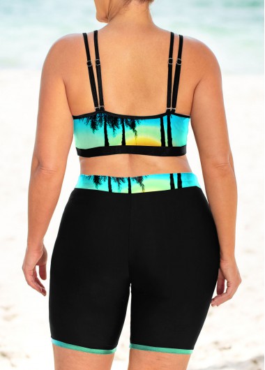 Multi Color plus size,Graphic plus size,ROTITA Landscape Plus Size High Waisted Bikini Set