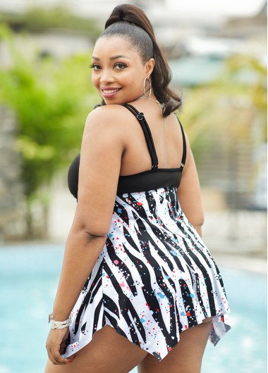 Multi Color plus size,Dot plus size,Polka Dot Plus Size Swimdress and Panty