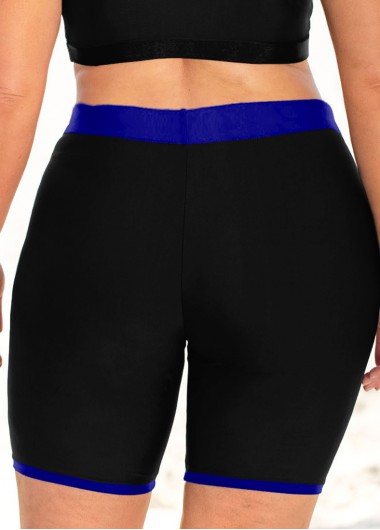 Multi Color plus size,Contrast Color plus size,ROTITA Plus Size High Waisted Royal Blue Swim Shorts