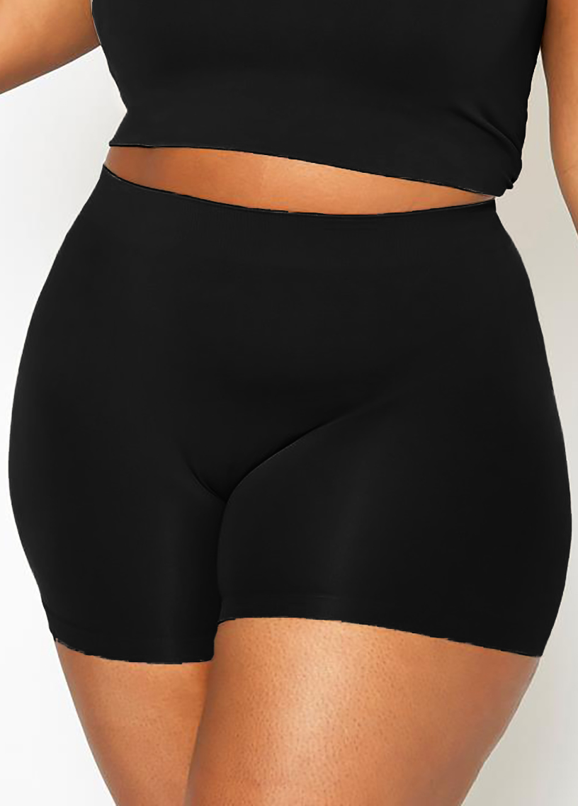 ROTITA High Waist Plus Size Solid Swim Shorts