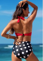 Red swimwear,Dot swimwear,ROTITA Halter Polka Dot One Piece Swimwear