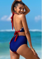 Flag swimwear,ROTITA Lace Up American Flag Print Bikini Set