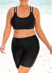 Navy plus size,Plain Color plus size,ROTITA Plus Size High Waisted Solid Bikini Set