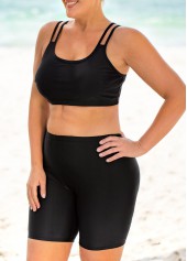 Navy plus size,Plain Color plus size,ROTITA Plus Size High Waisted Solid Bikini Set