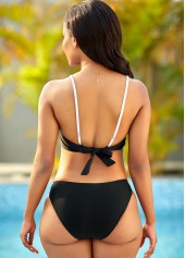 Black swimwear,Contrast Color swimwear,Cutout Waist Striped One Piece Swimwear