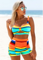 ROTITA Spaghetti Strap Colorful Striped Bikini Set