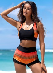 Multi Color swimwear,Ombre swimwear,High Waist Ombre Printed Bikini Set 