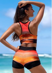 Multi Color swimwear,Ombre swimwear,High Waist Ombre Printed Bikini Set 
