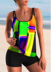ROTITA Colorful Printed Spaghetti Strap Tankini Set