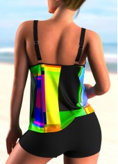 Multi Color swimwear,Dazzle Colorful swimwear,ROTITA Colorful Printed Spaghetti Strap Tankini Set