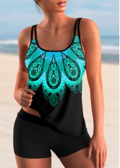 ROTITA Spaghetti Strap Colorful Tribal Print Tankini Set